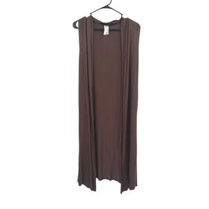 Sleeveless Duster Vest Womens M Brown Open Front Garden Fairy Minimalist